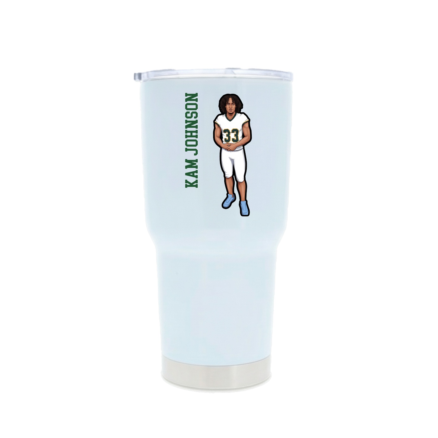30oz Stainless Steel Tumbler — Name Vertical in White