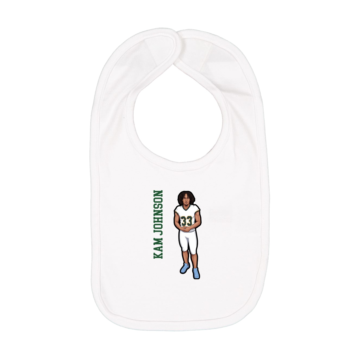 Infant Bib — Name Vertical in White