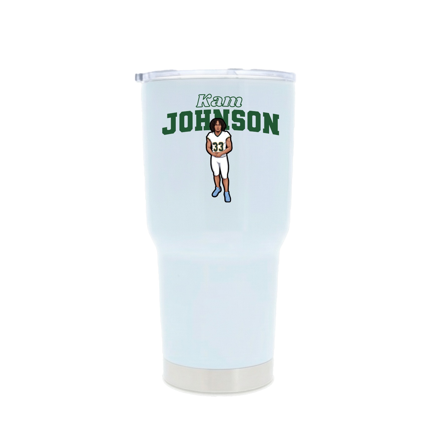 30oz Stainless Steel Tumbler — Name Arch in White