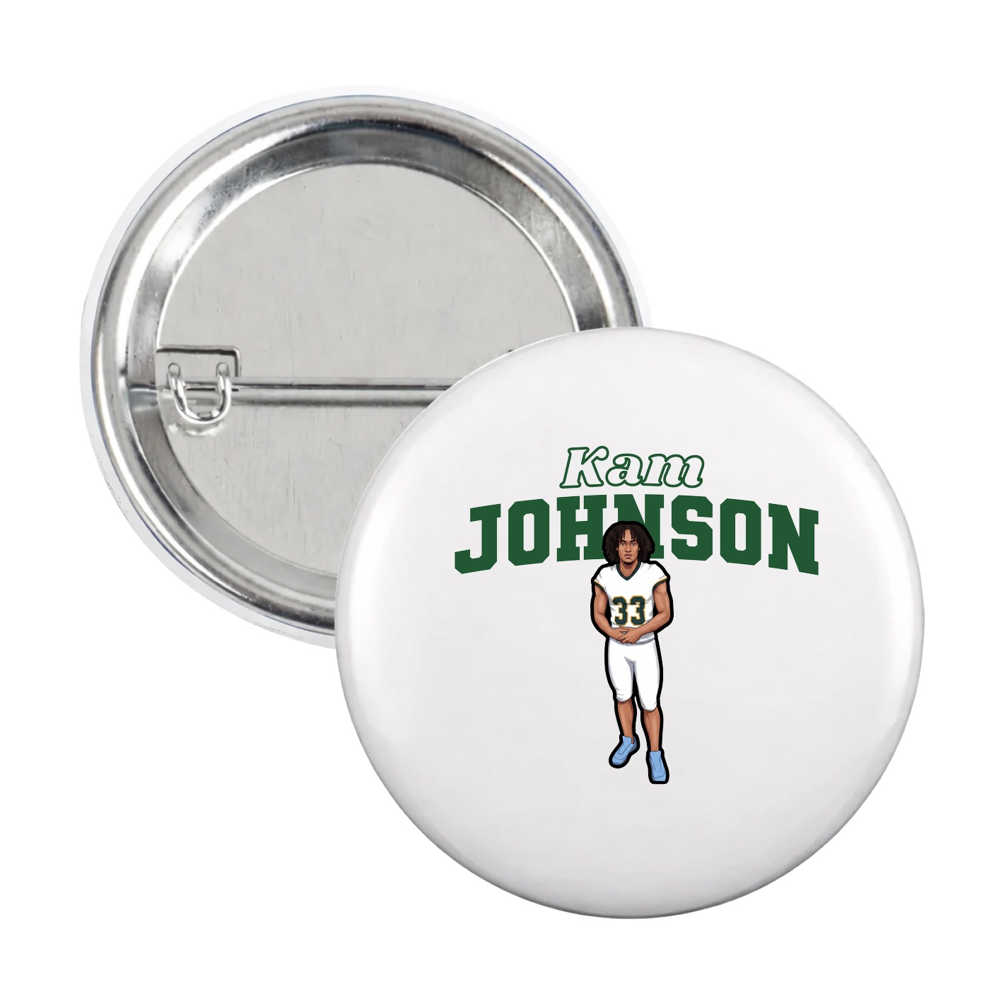 Game Day Button — Name Arch in White