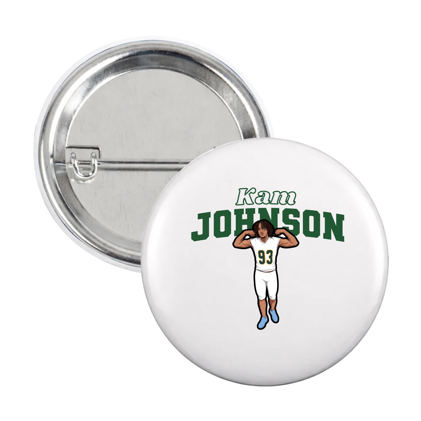 Game Day Button — Name Arch in White