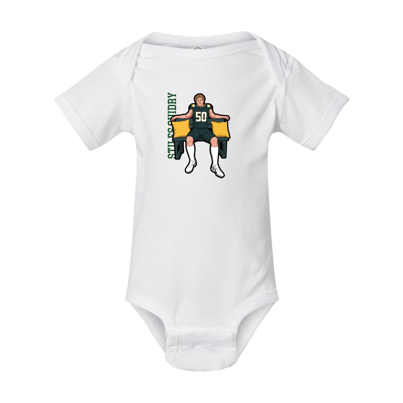 Baby Onesie — Name Vertical in White