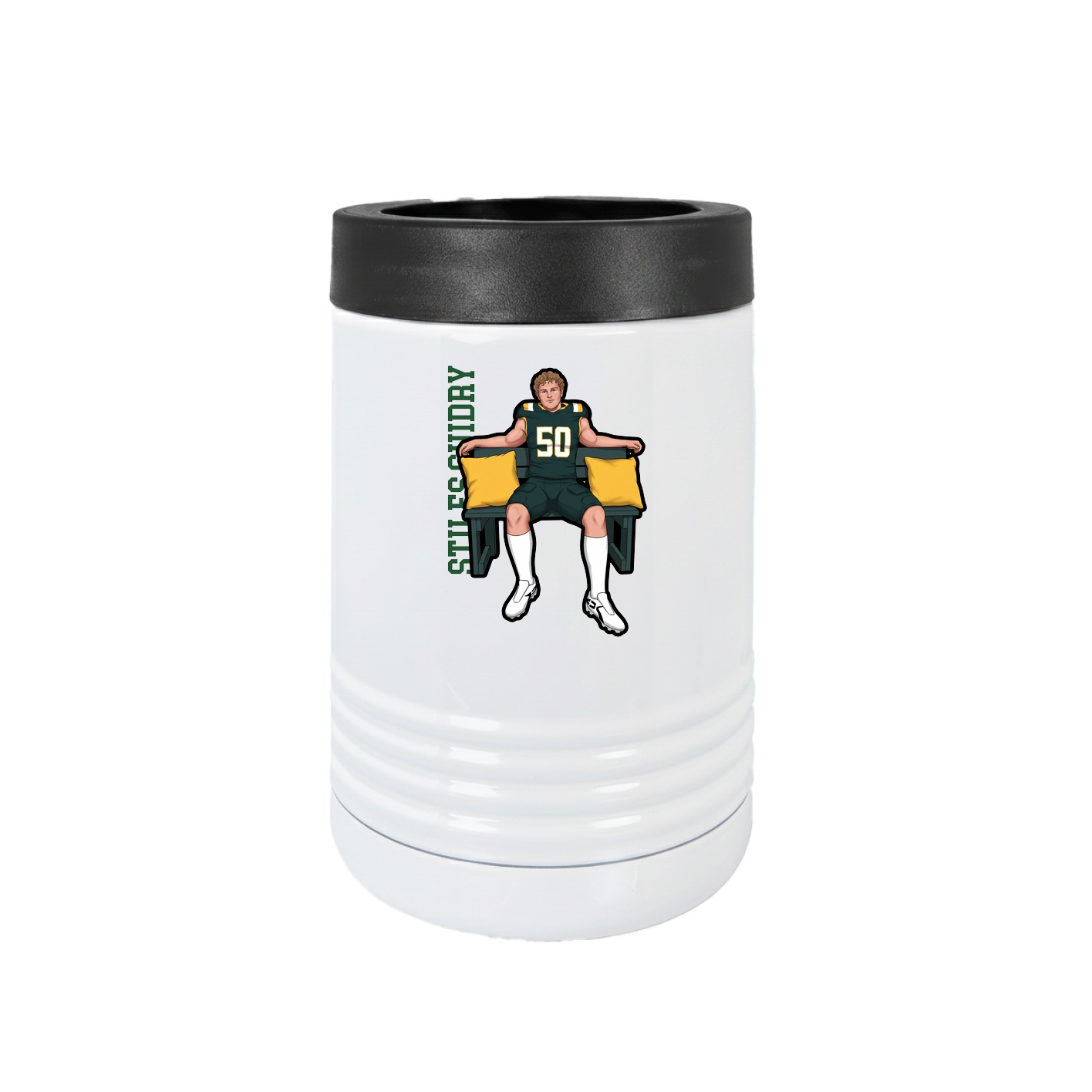 Beverage Holder — Name Vertical in White