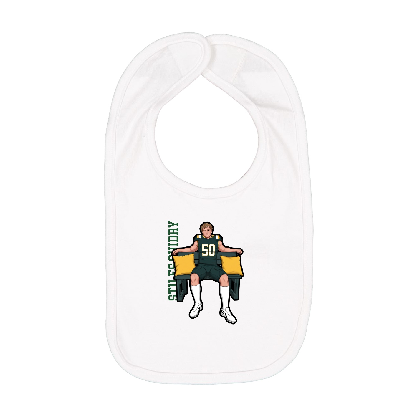 Infant Bib — Name Vertical in White
