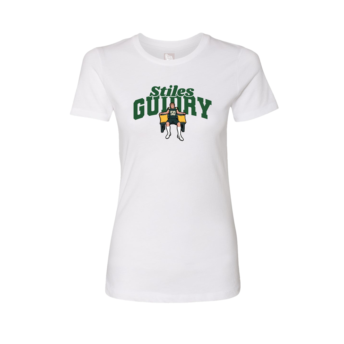 Fitted Women's Tee — Signature Arch in White