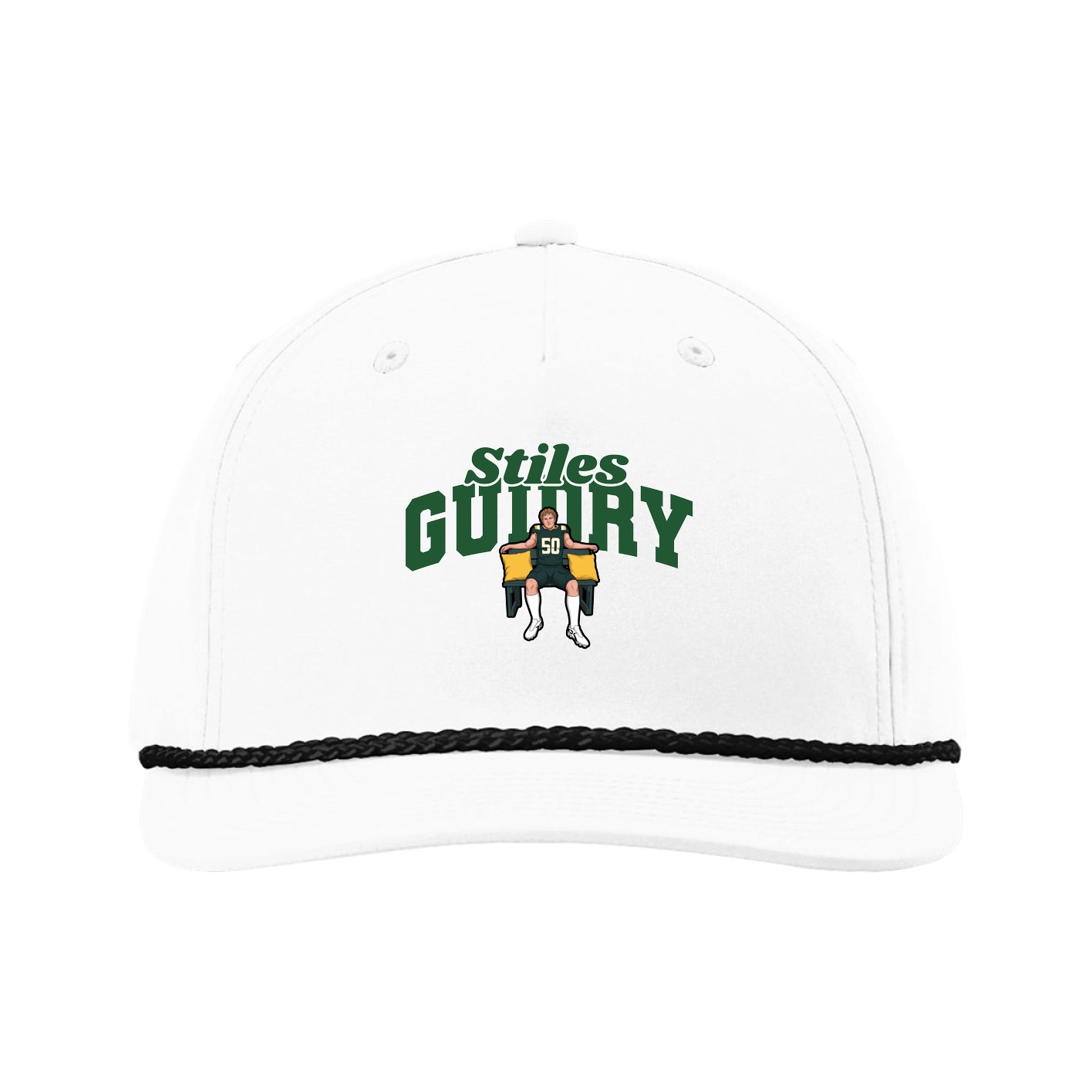 Five-Panel Classic Rope Cap — Signature Arch in White