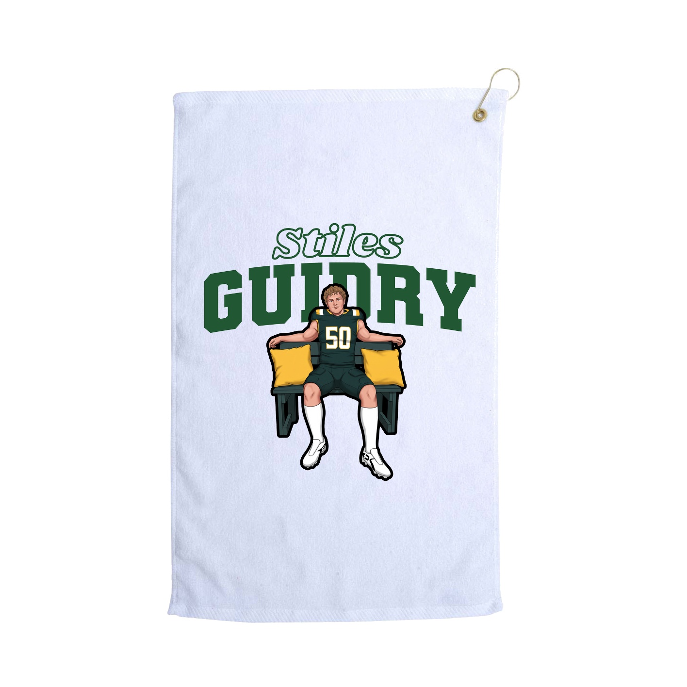 Golf Towel — Name Arch in White