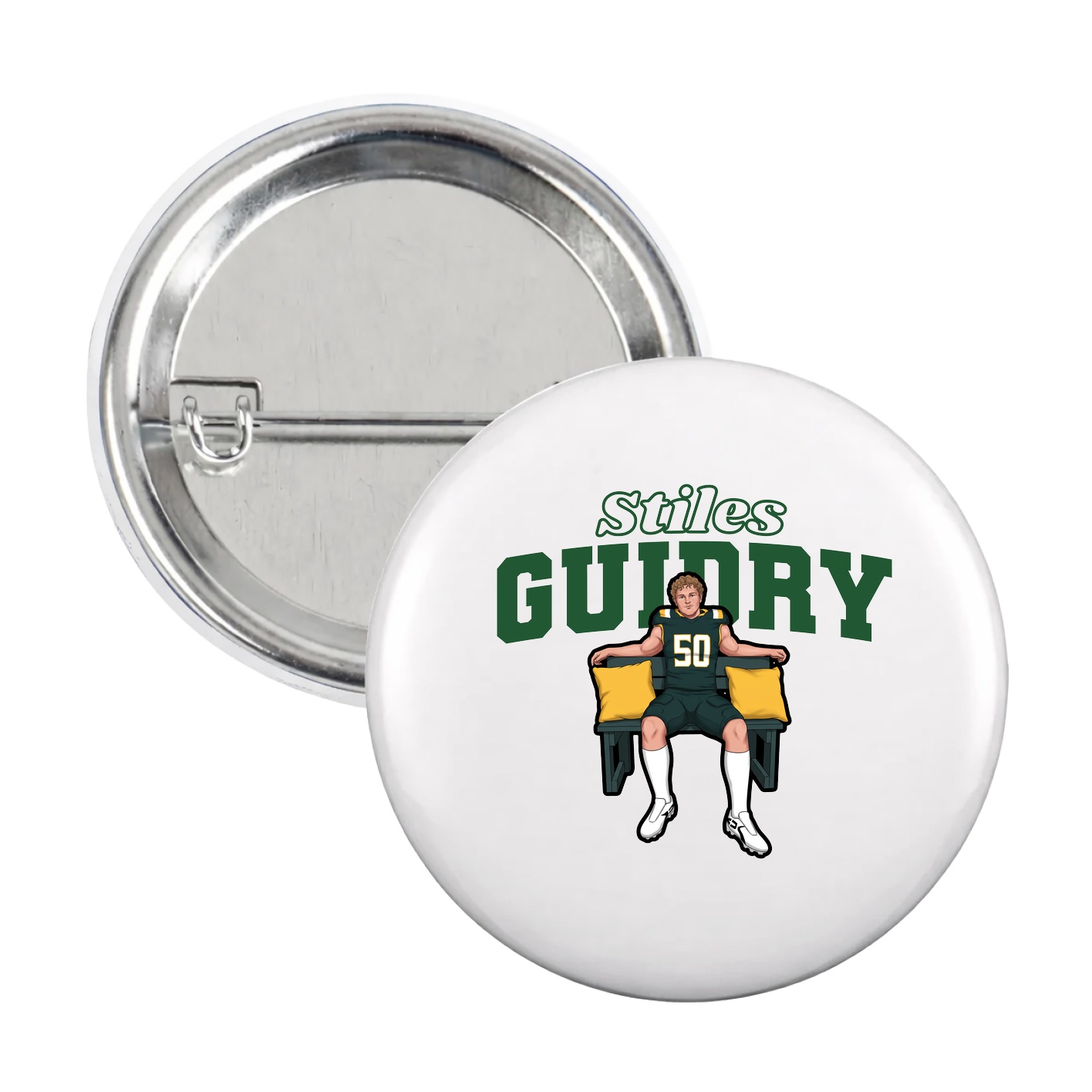 Game Day Button — Name Arch in White