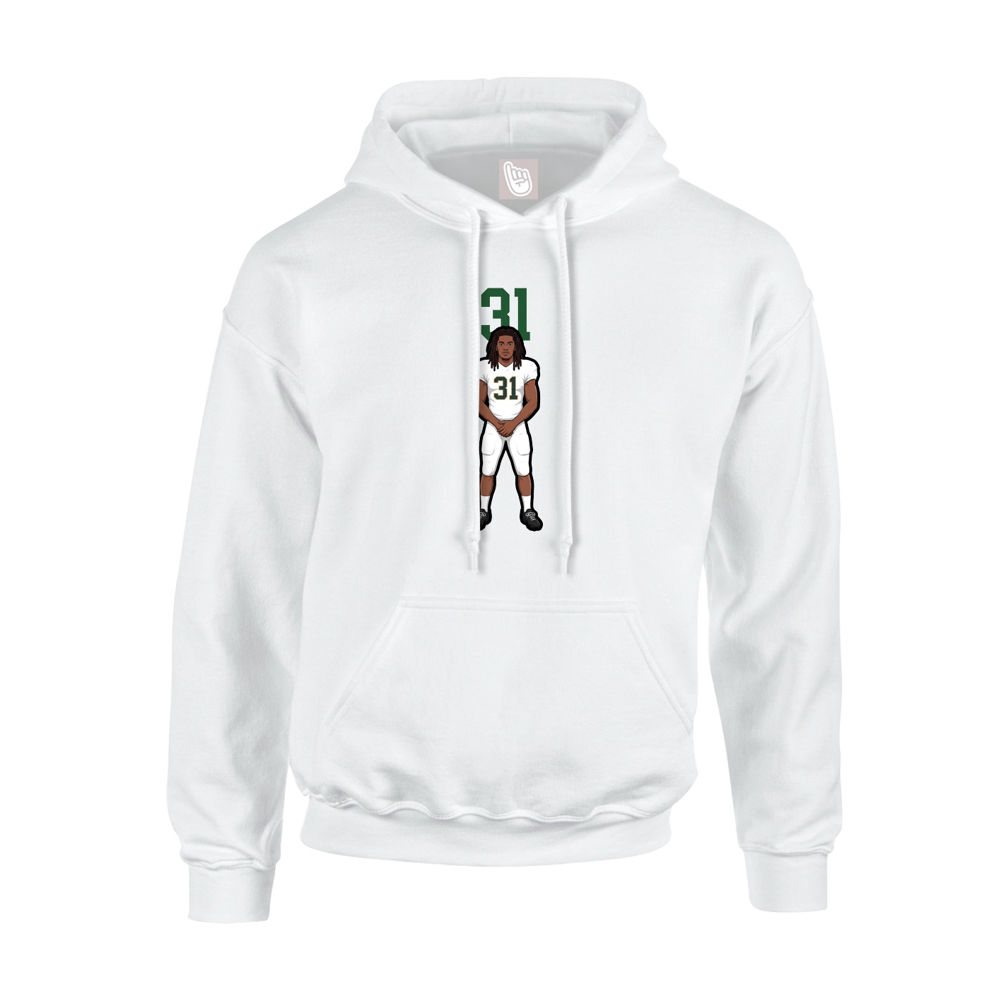 Youth Hoodie — Number Top in White