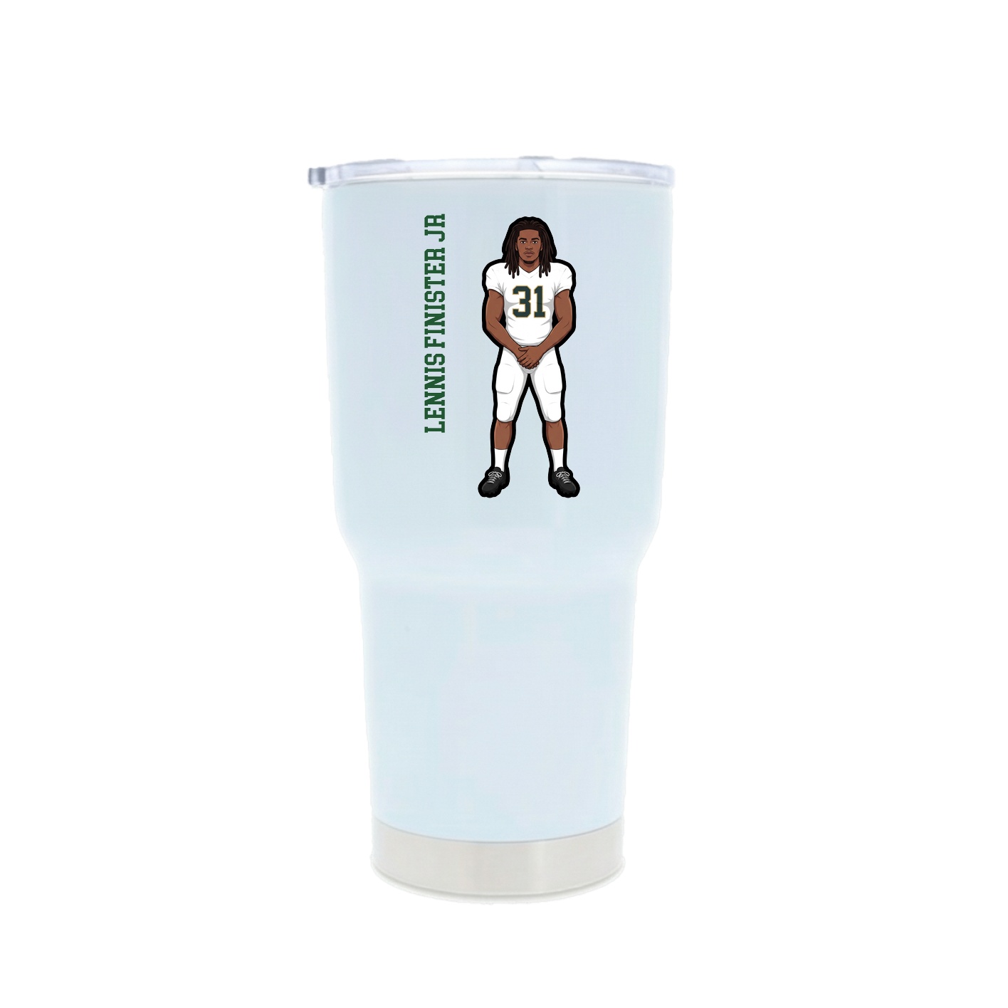 30oz Stainless Steel Tumbler — Name Vertical in White