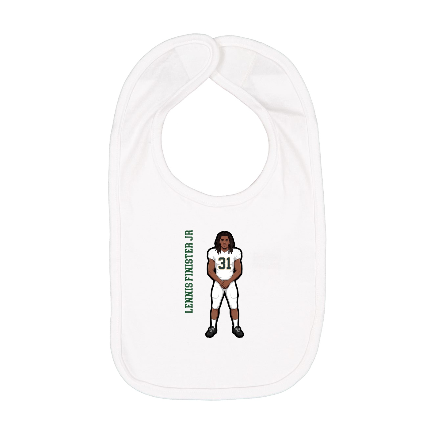 Infant Bib — Name Vertical in White