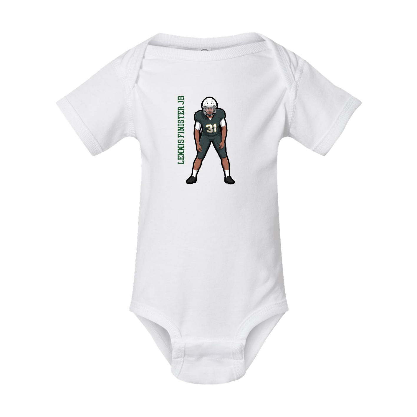 Baby Onesie — Name Vertical in White