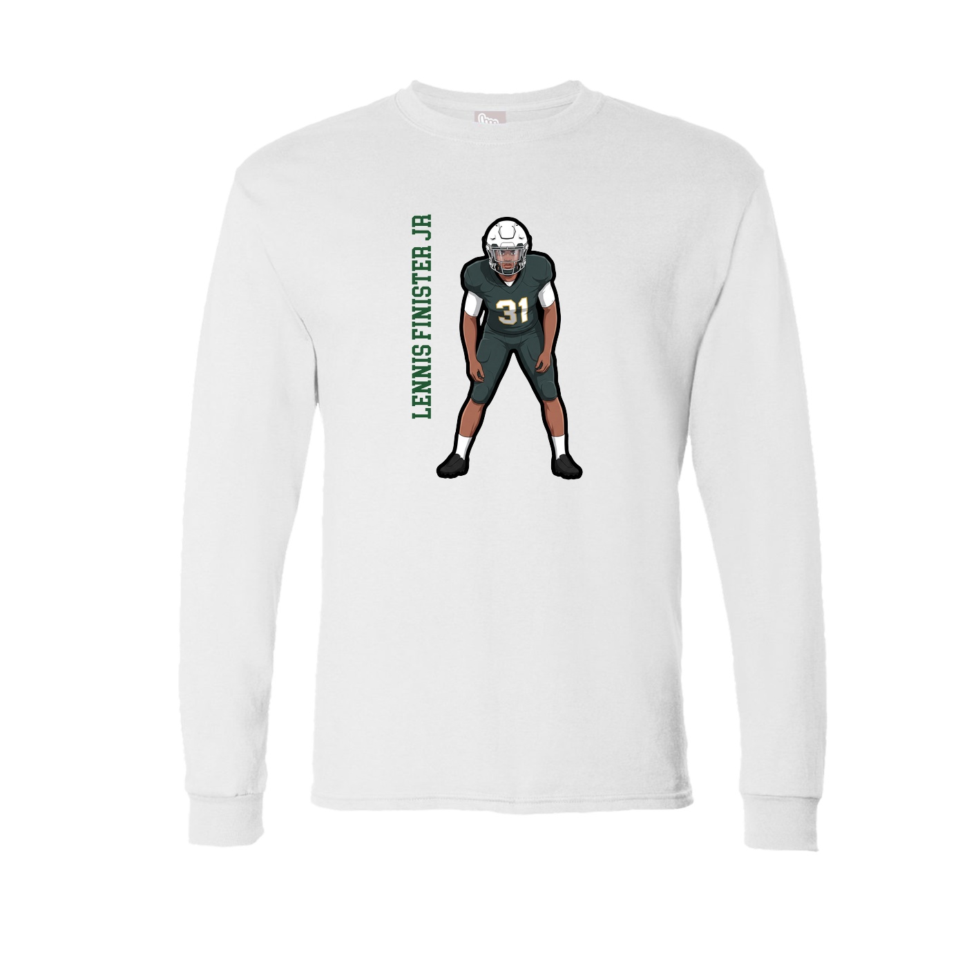 Long Sleeve Tee — Name Vertical in White