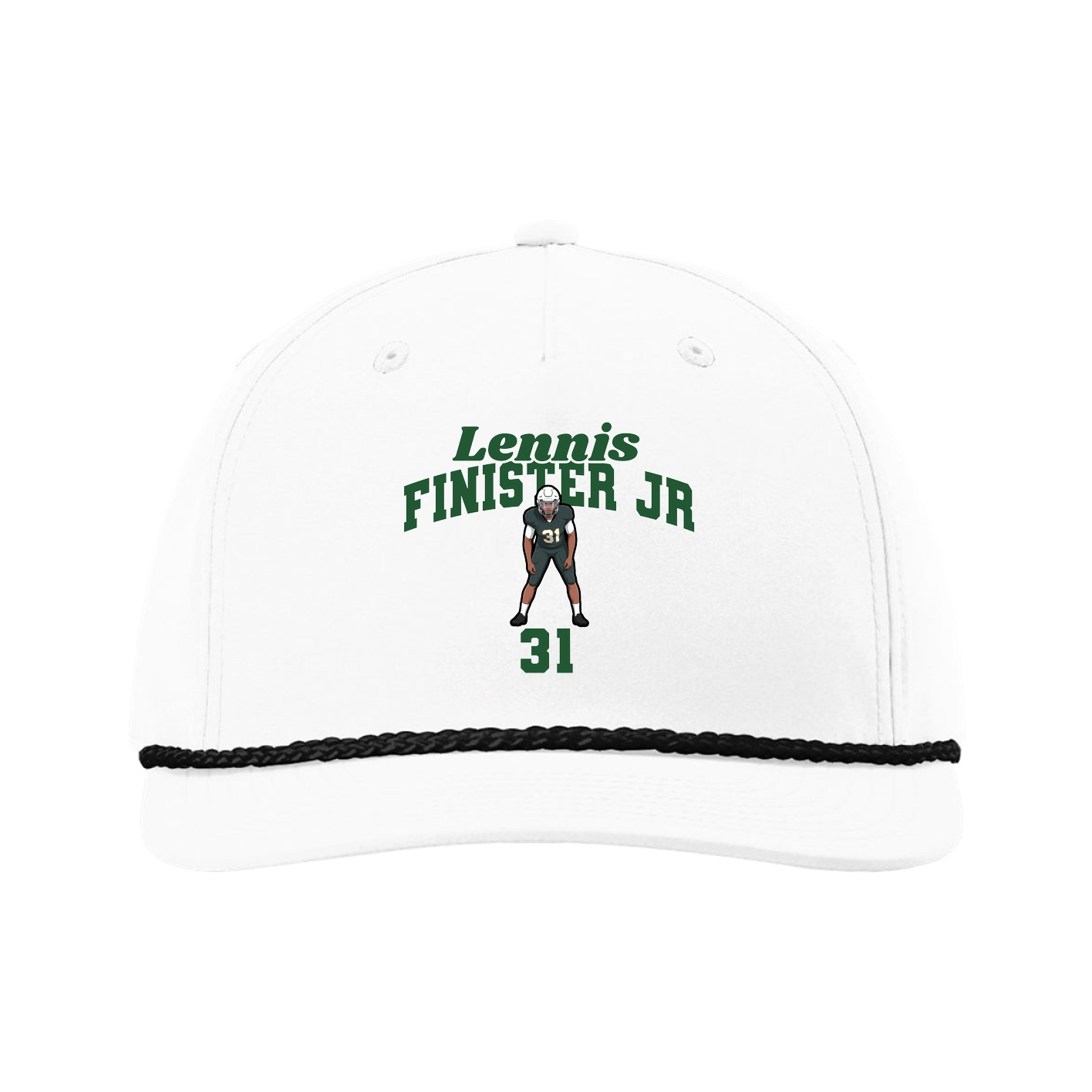 Five-Panel Classic Rope Cap — Signature Arch in White