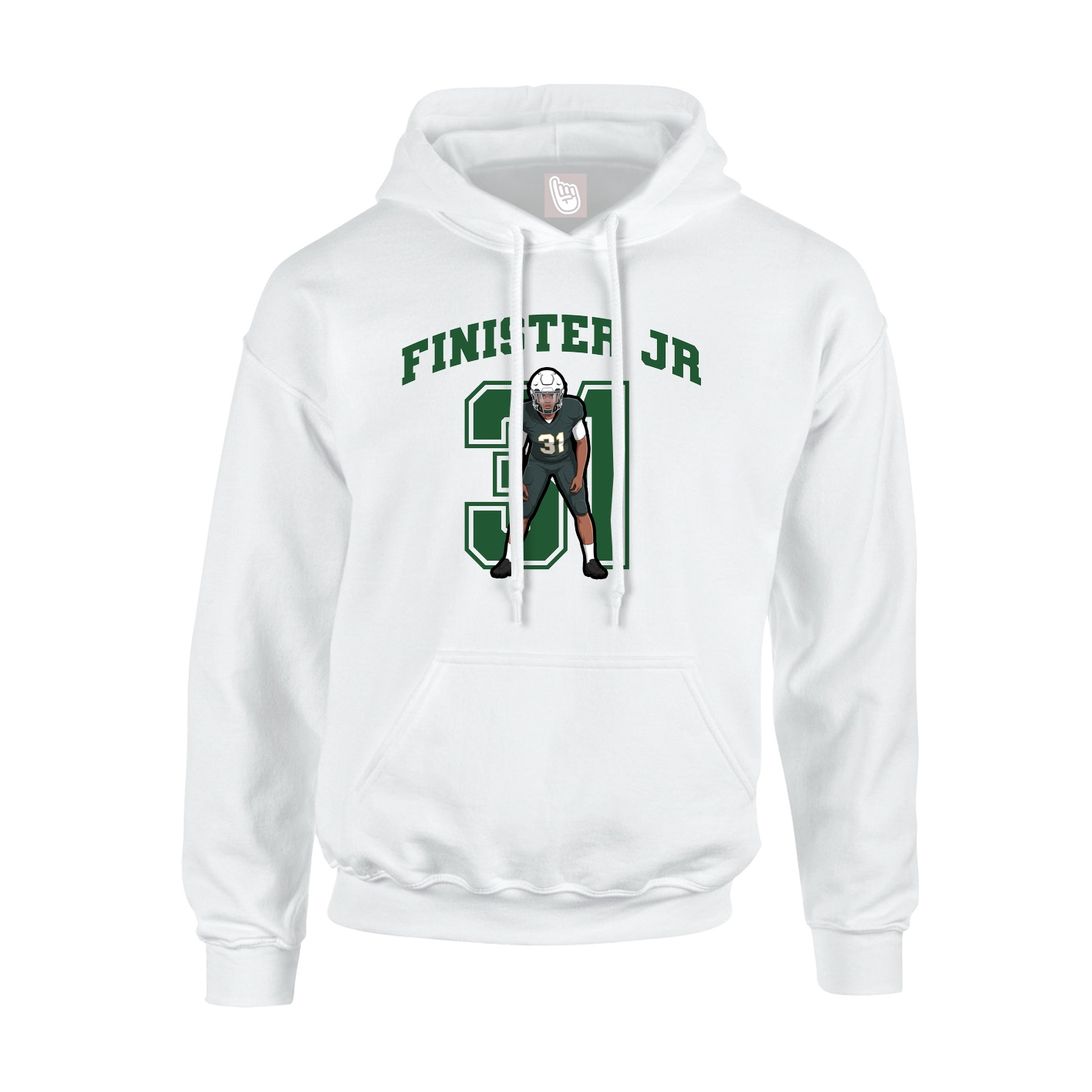 Youth Hoodie — Number in White