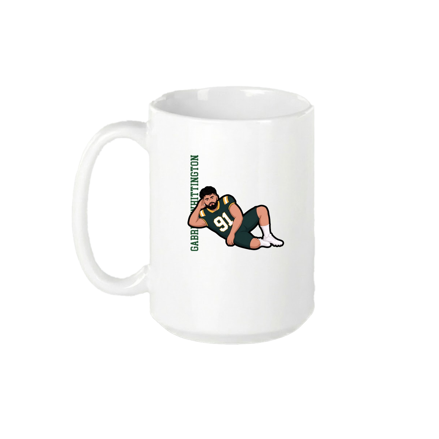 15oz Coffee Mug — Name Vertical in White