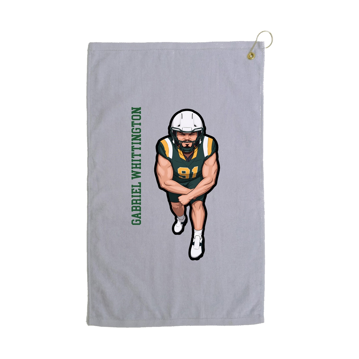 Golf Towel — Name Vertical in Grey
