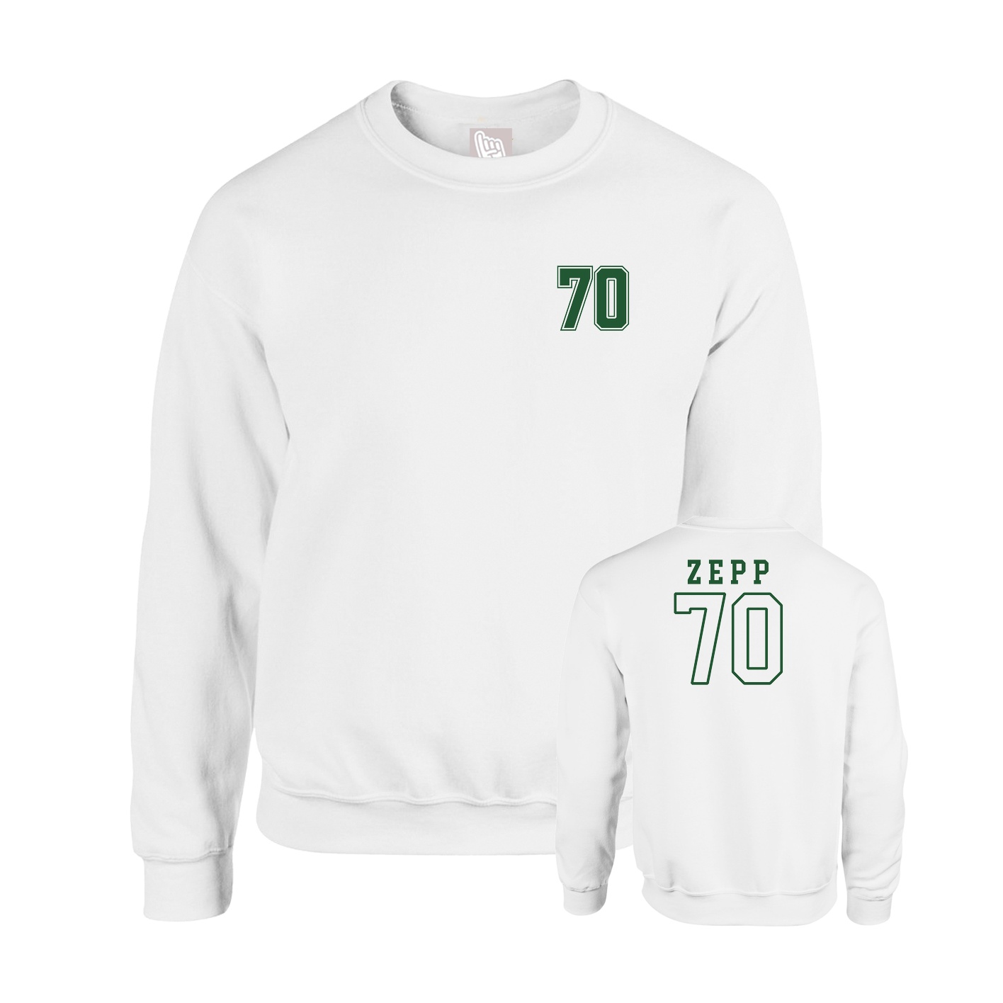 Fleece Crew — Chest Back in White