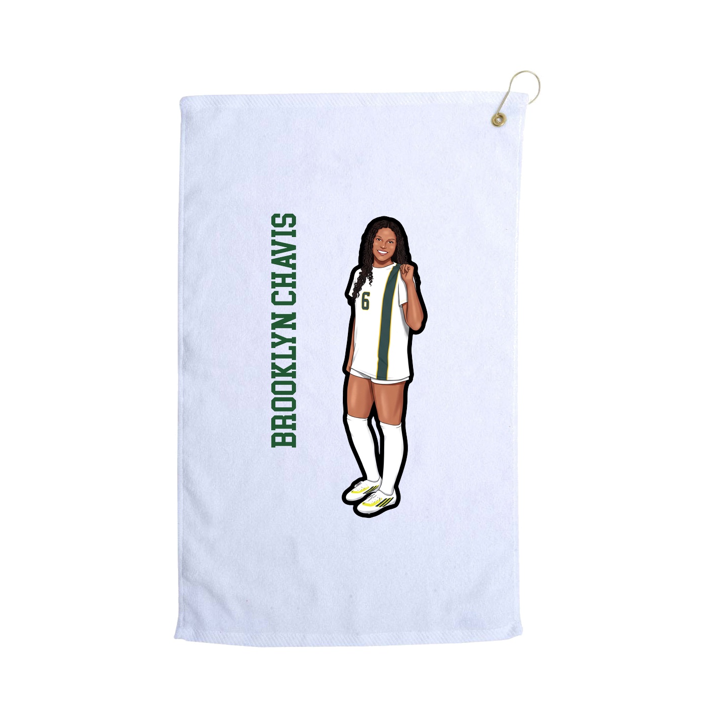 Golf Towel — Name Vertical in White