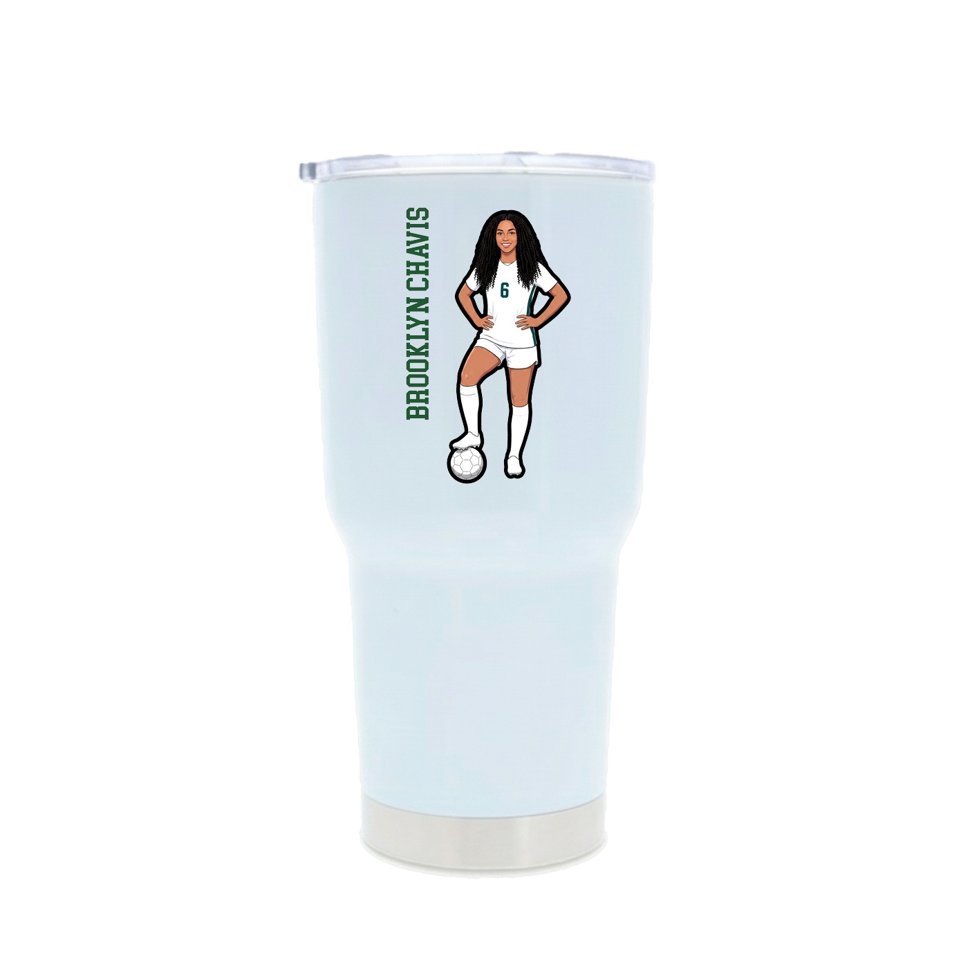 30oz Stainless Steel Tumbler — Name Vertical in White
