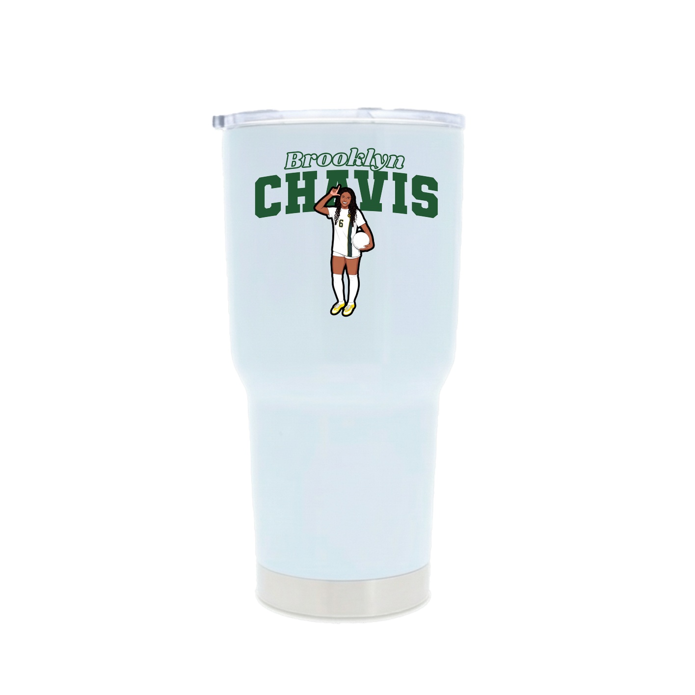 30oz Stainless Steel Tumbler — Name Arch in White