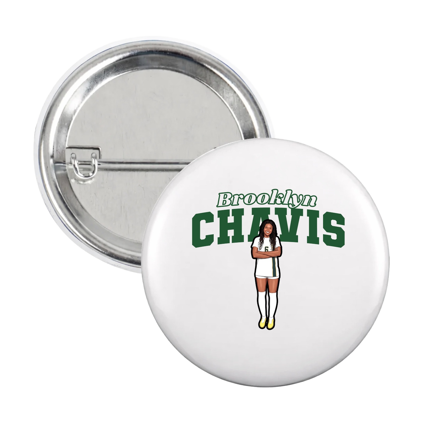 Game Day Button — Name Arch in White