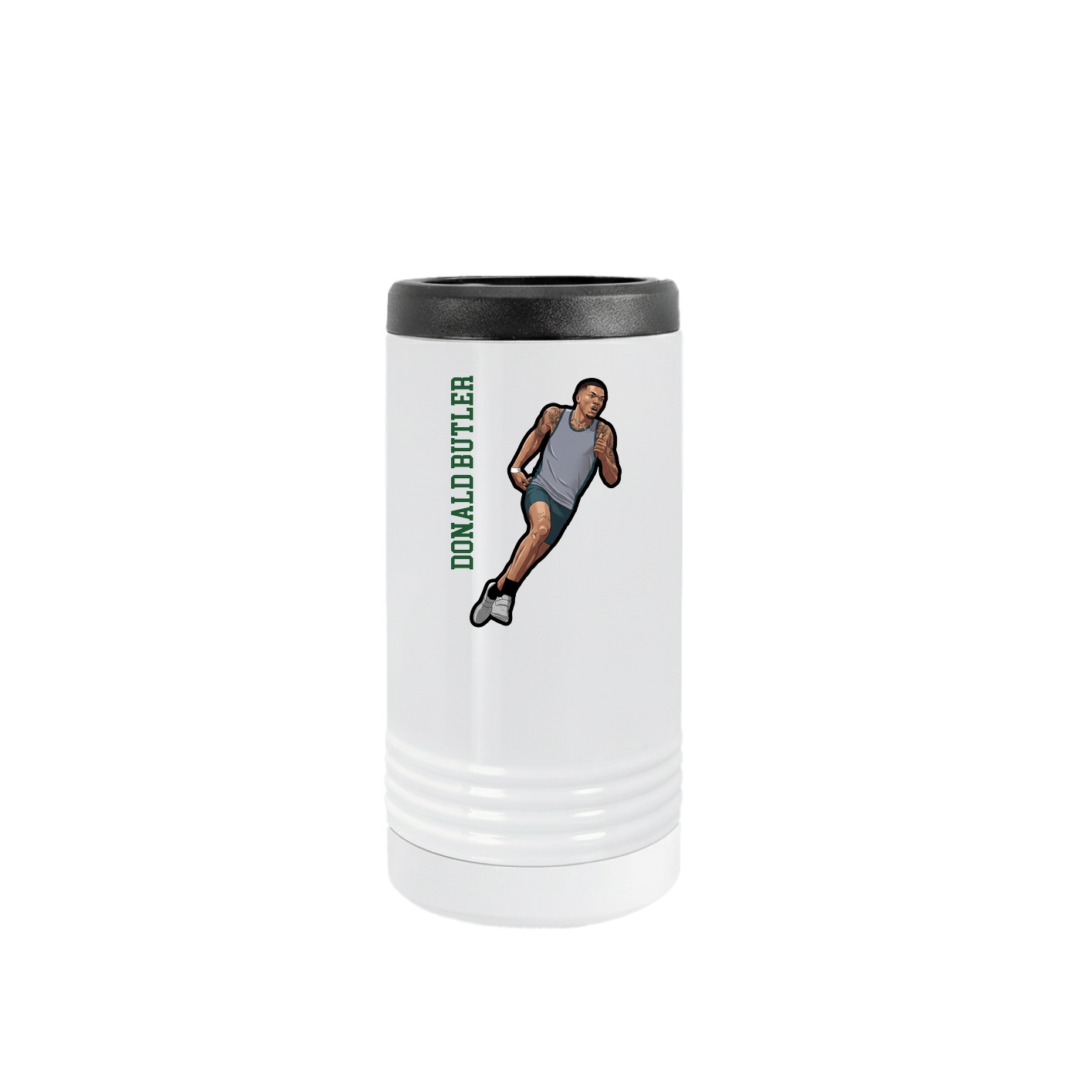 Slim Beverage Holder — Name Vertical in White