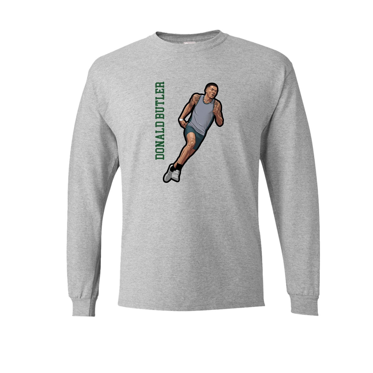 Long Sleeve Tee — Name Vertical in Grey