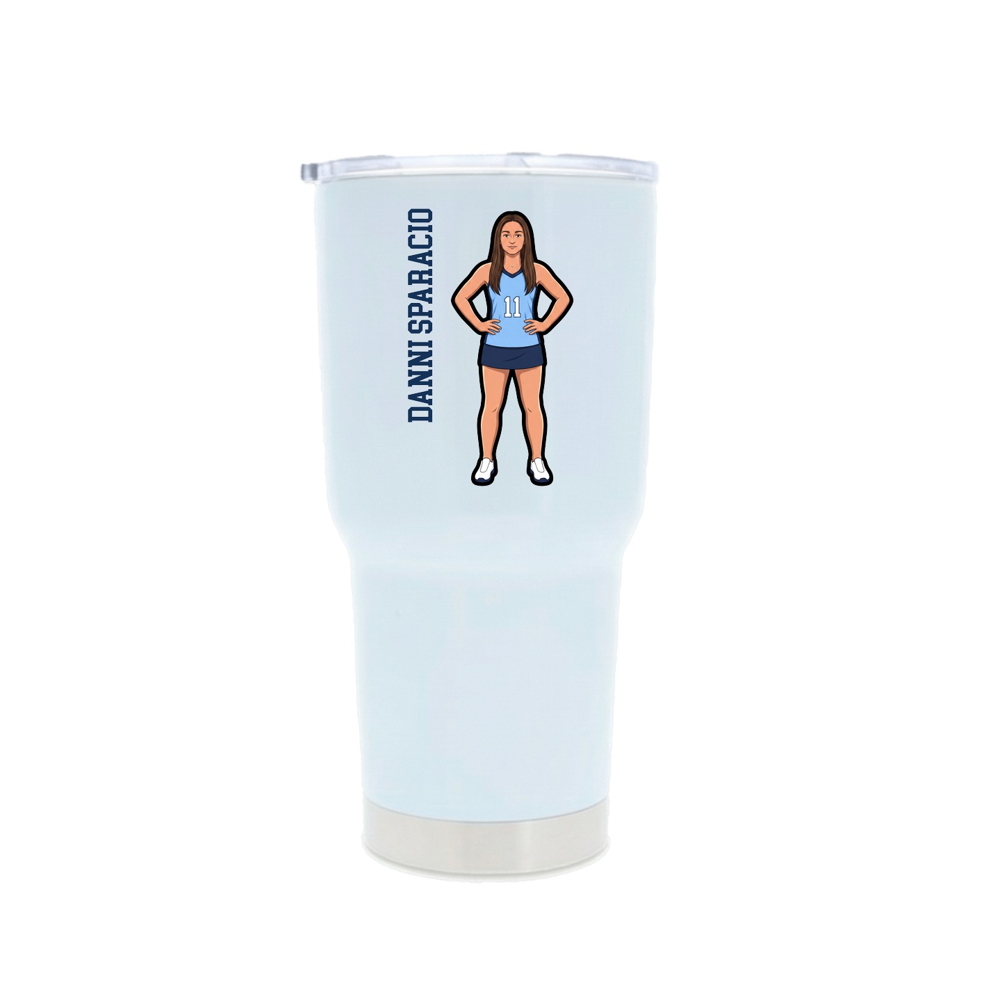 30oz Stainless Steel Tumbler — Name Vertical in White