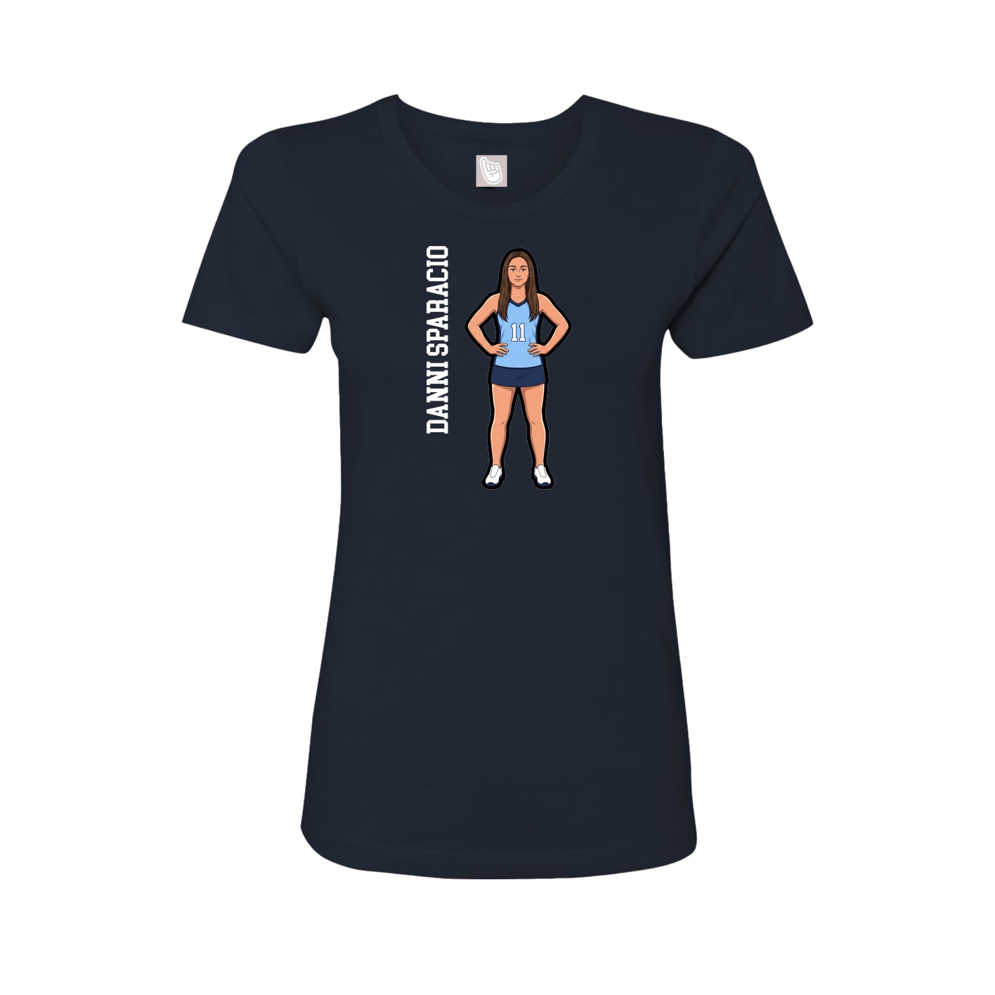 Fitted Women's Tee — Name Vertical in Navy