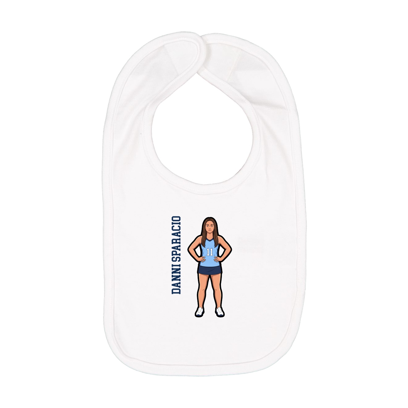 Infant Bib — Name Vertical in White