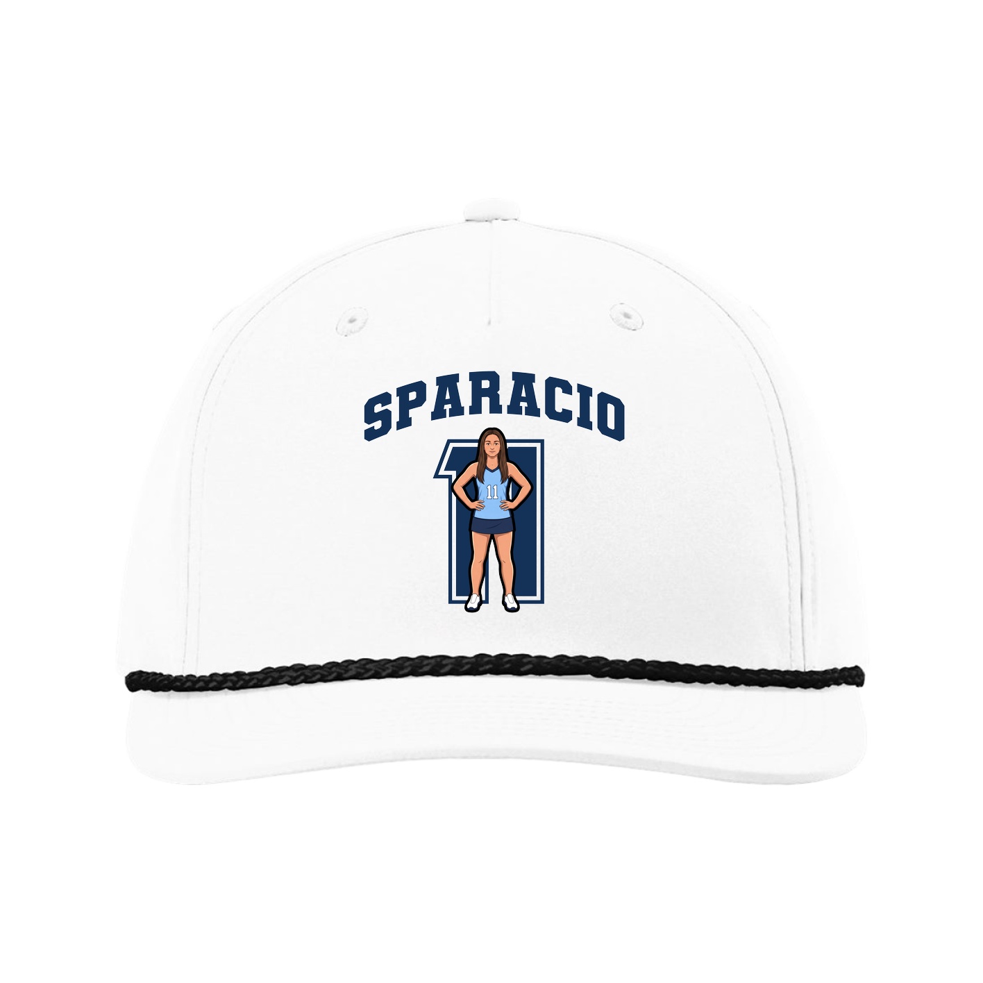 Five-Panel Classic Rope Cap — Number in White