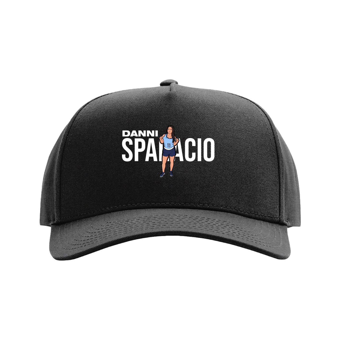 Full Fabric Five-Panel Champ Cap — Player Name in Black