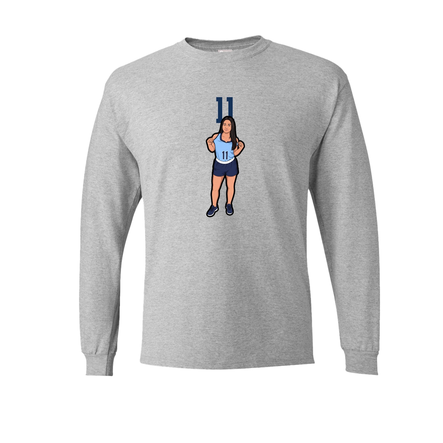 Long Sleeve Tee — Number Top in Grey