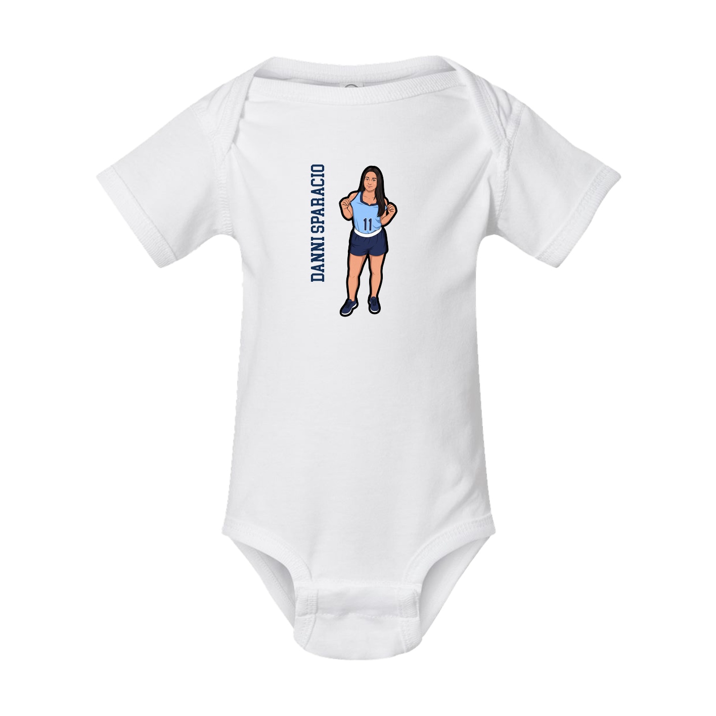 Baby Onesie — Name Vertical in White