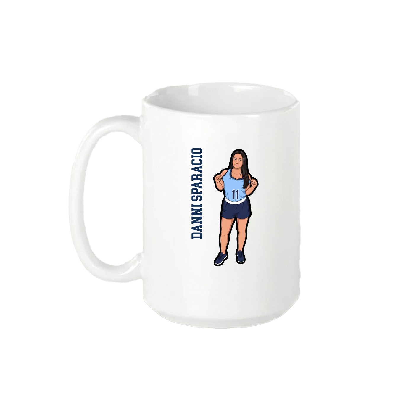 15oz Coffee Mug — Name Vertical in White