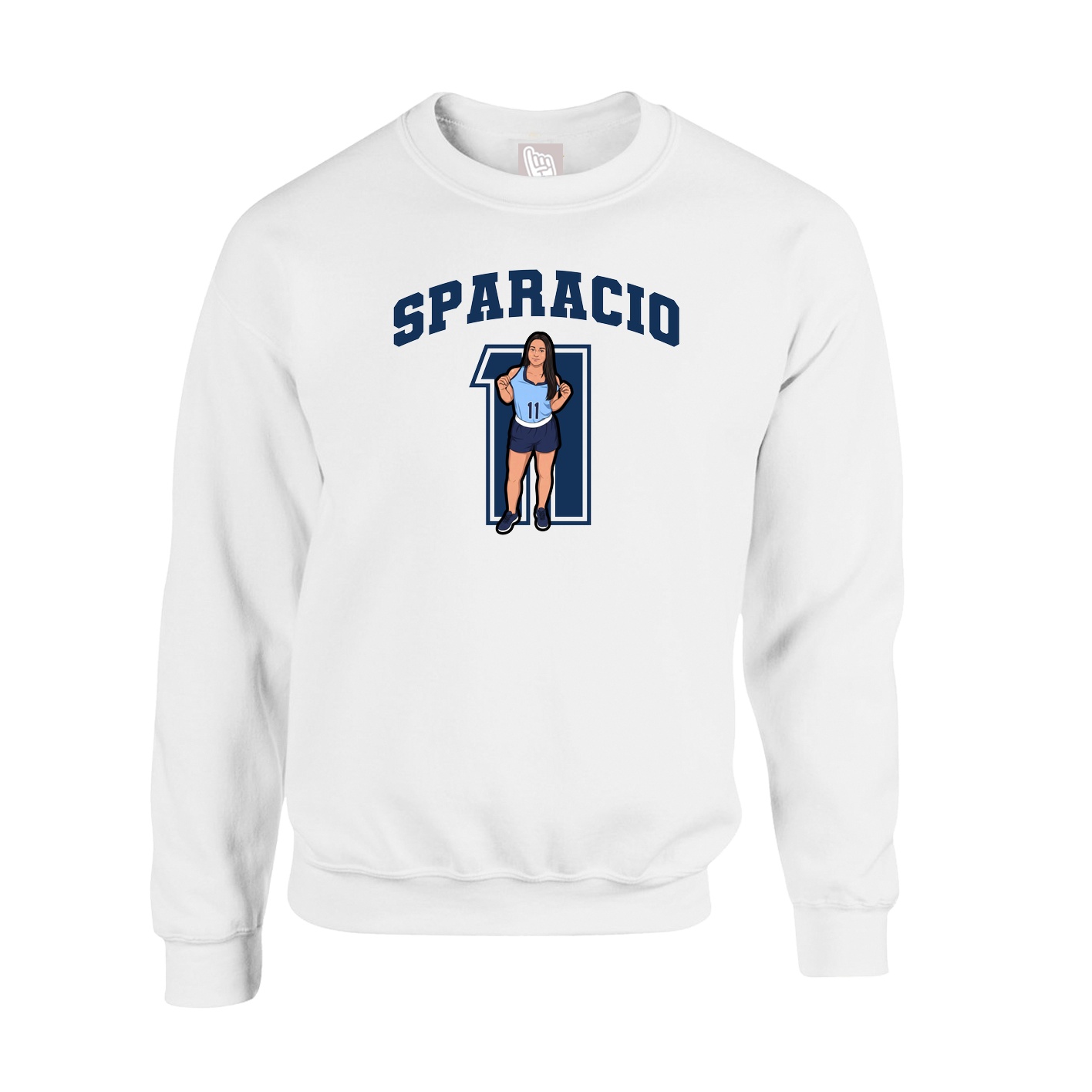 Fleece Crew — Number in White
