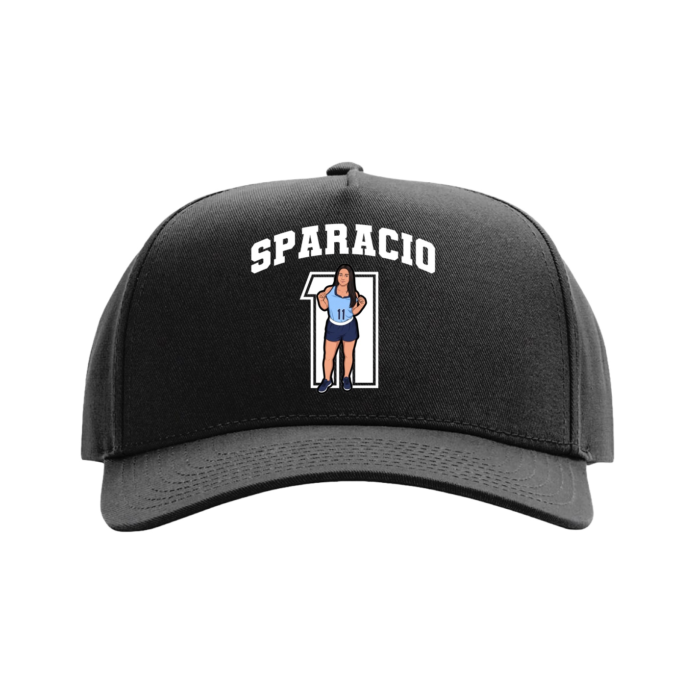 Full Fabric Five-Panel Champ Cap — Number in Black