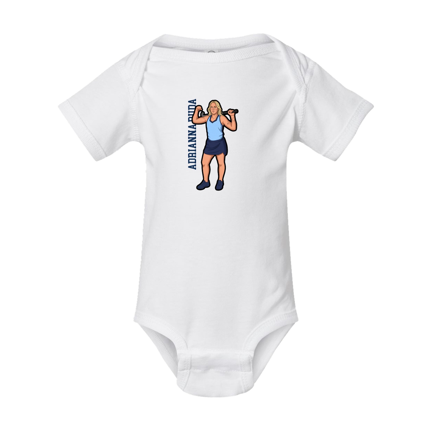Baby Onesie — Name Vertical in White