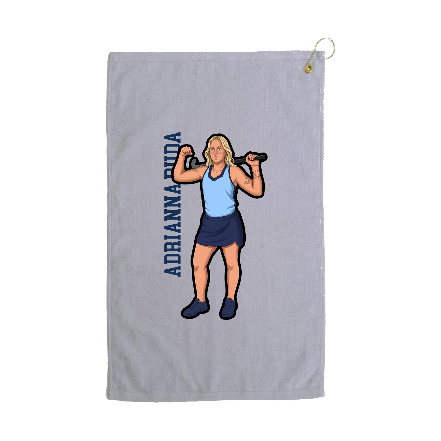 Golf Towel — Name Vertical in Grey