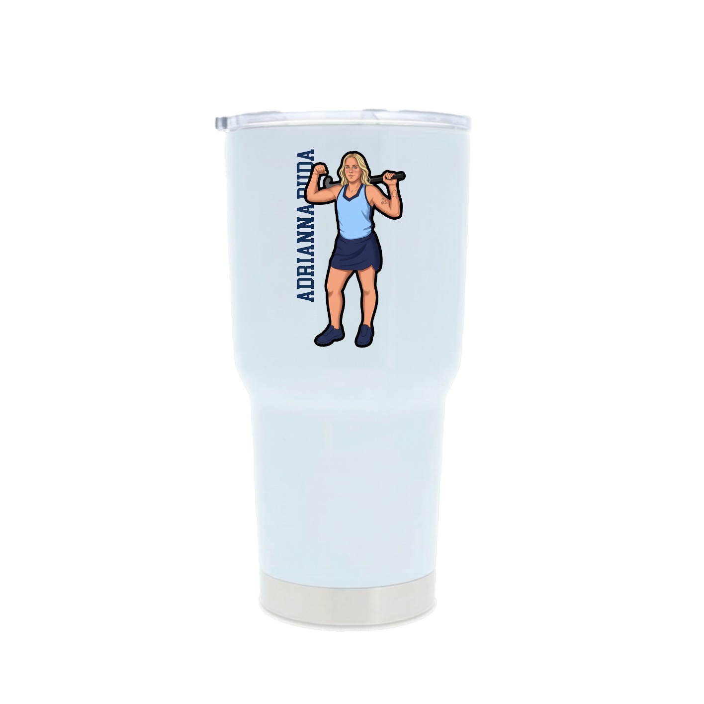 30oz Stainless Steel Tumbler — Name Vertical in White