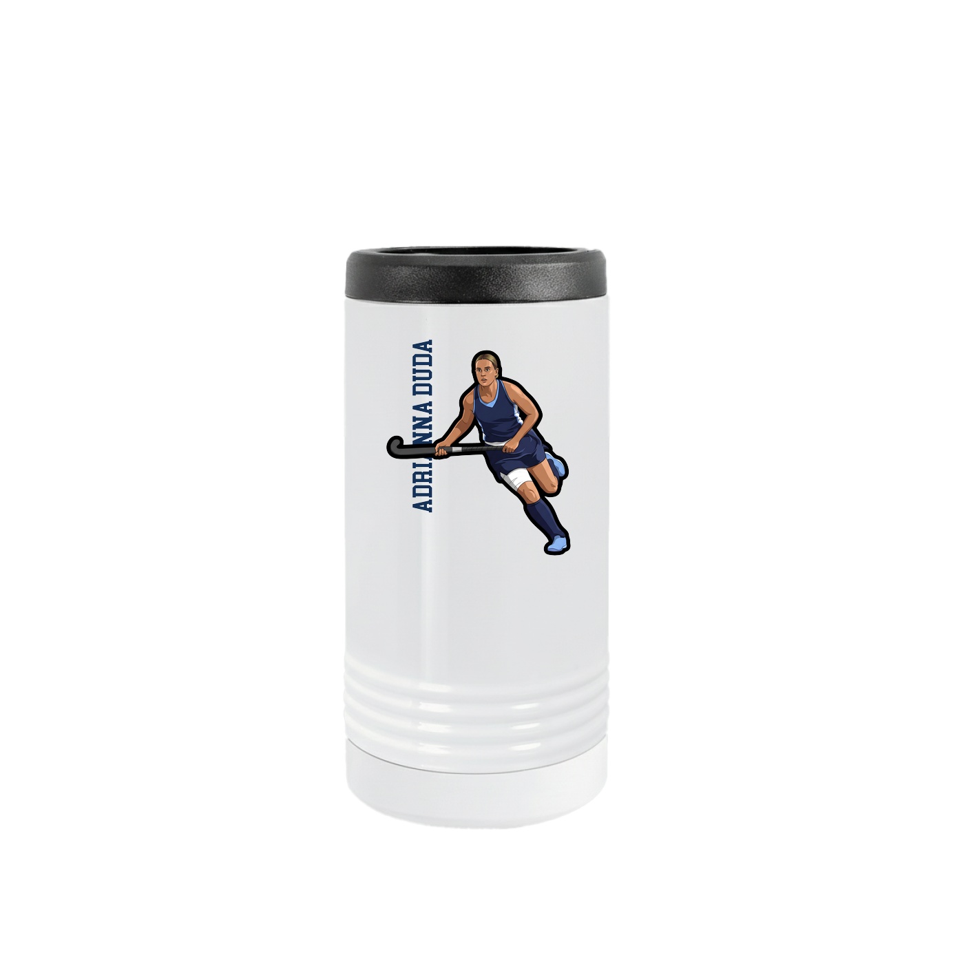 Slim Beverage Holder — Name Vertical in White