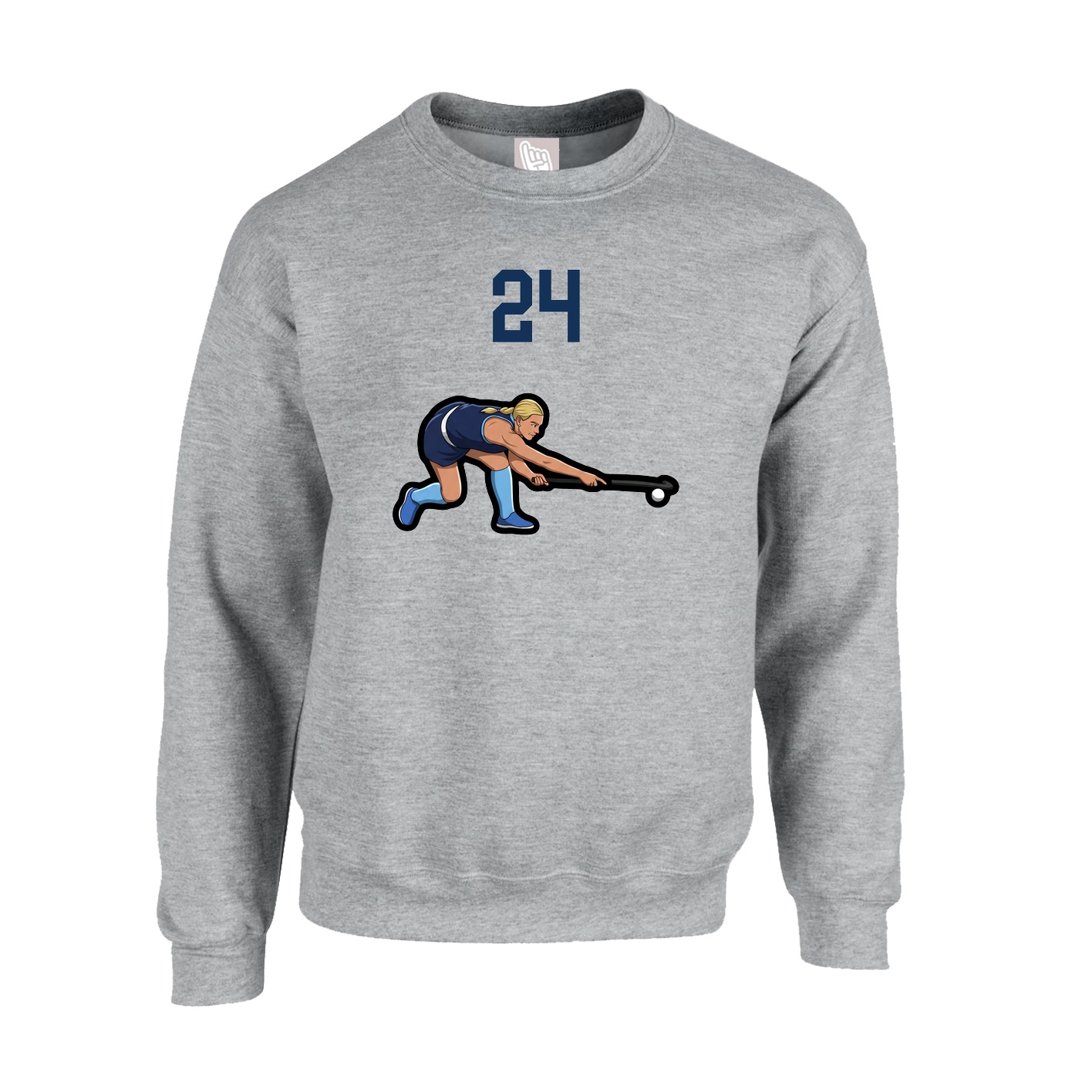 Fleece Crew — Number Top in Grey