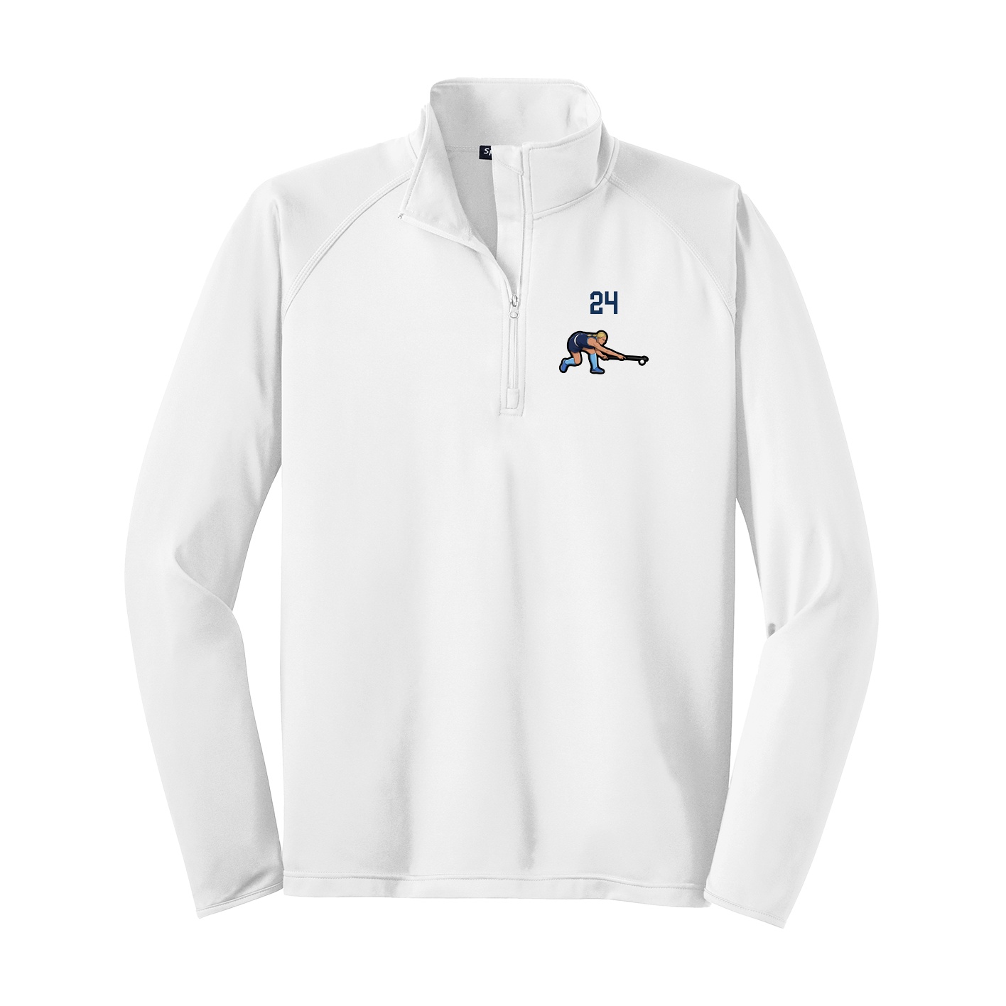 Q-Zip Pullover — Number Top in White