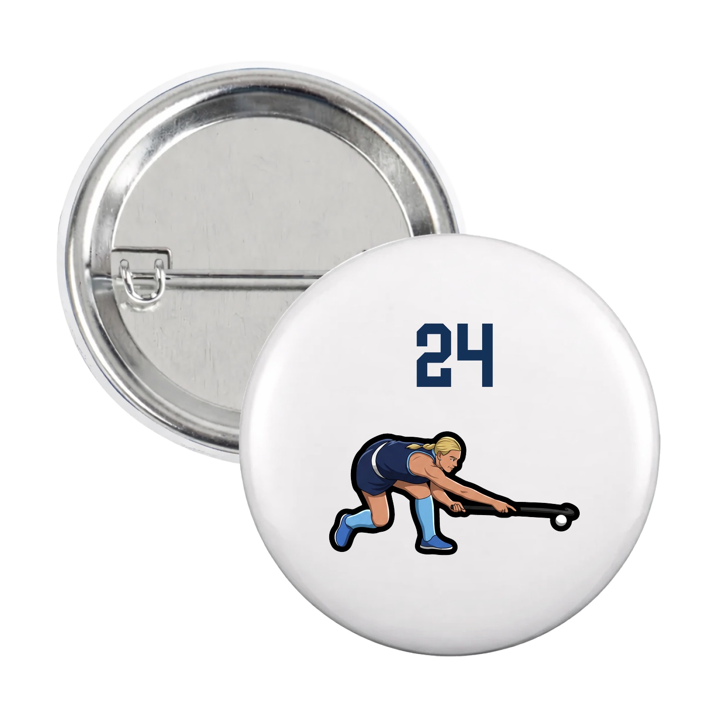 Game Day Button — Number Top in White