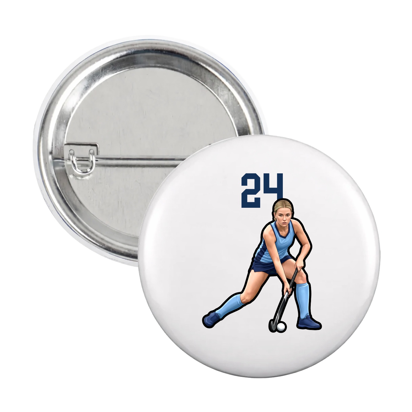 Game Day Button — Number Top in White