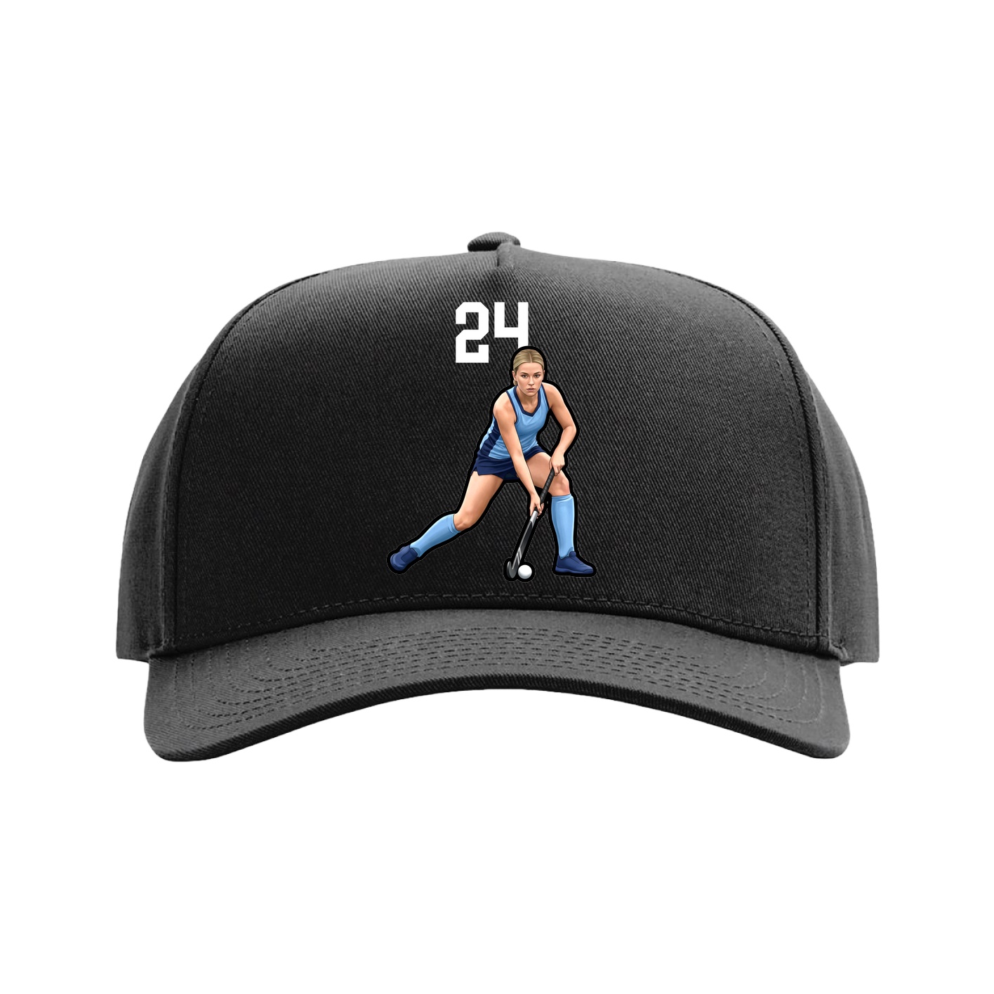 Full Fabric Five-Panel Champ Cap — Number Top in Black