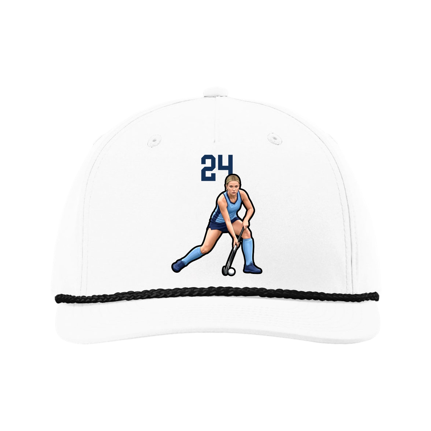 Five-Panel Classic Rope Cap — Number Top in White