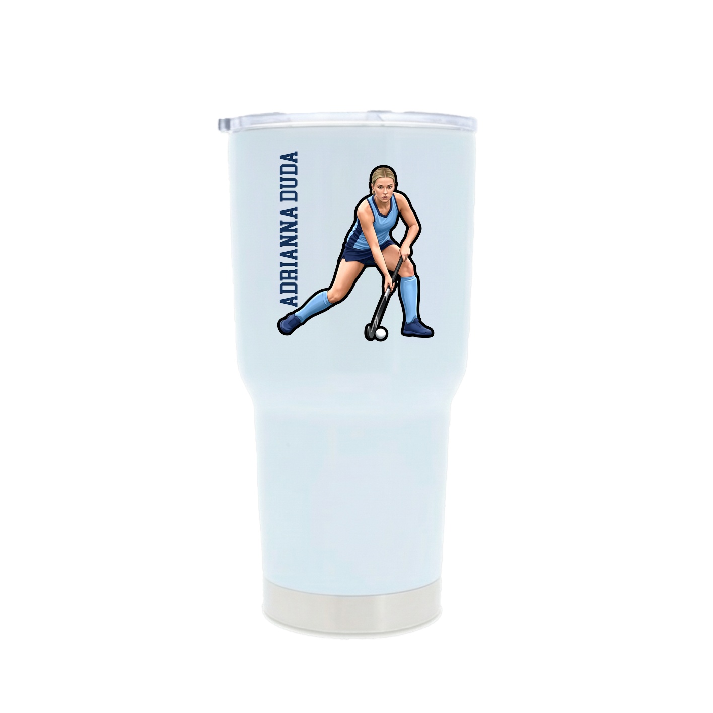 30oz Stainless Steel Tumbler — Name Vertical in White