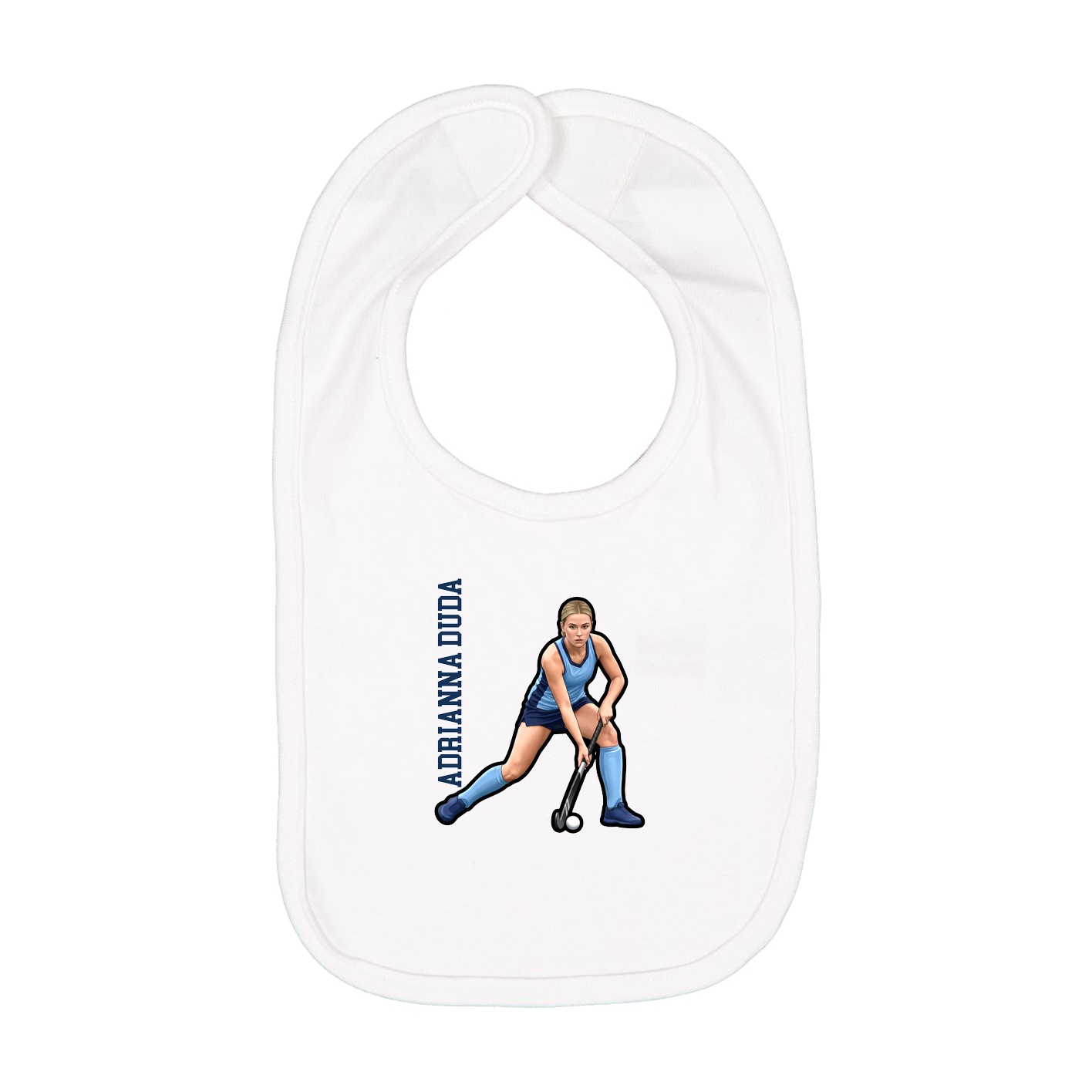 Infant Bib — Name Vertical in White
